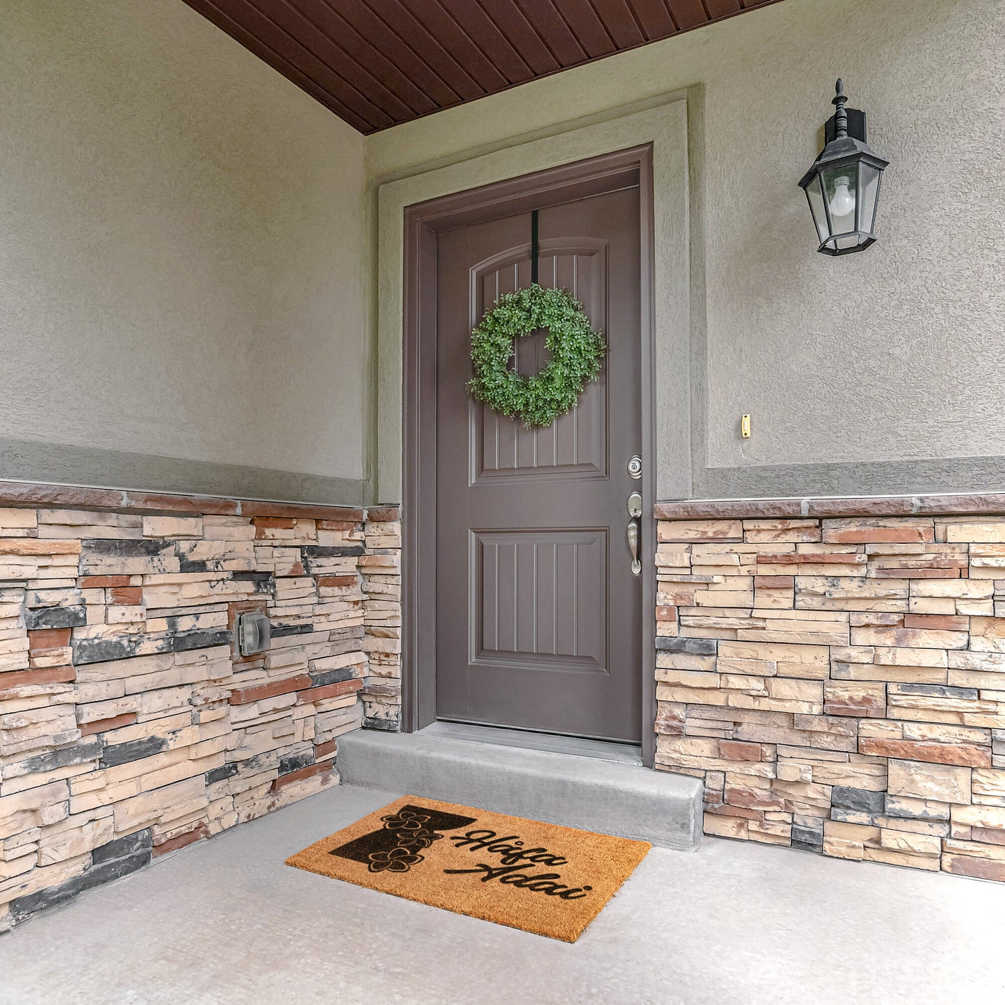 Latte Stone Plumeria Guam CNMI Outdoor Coir Door Mat