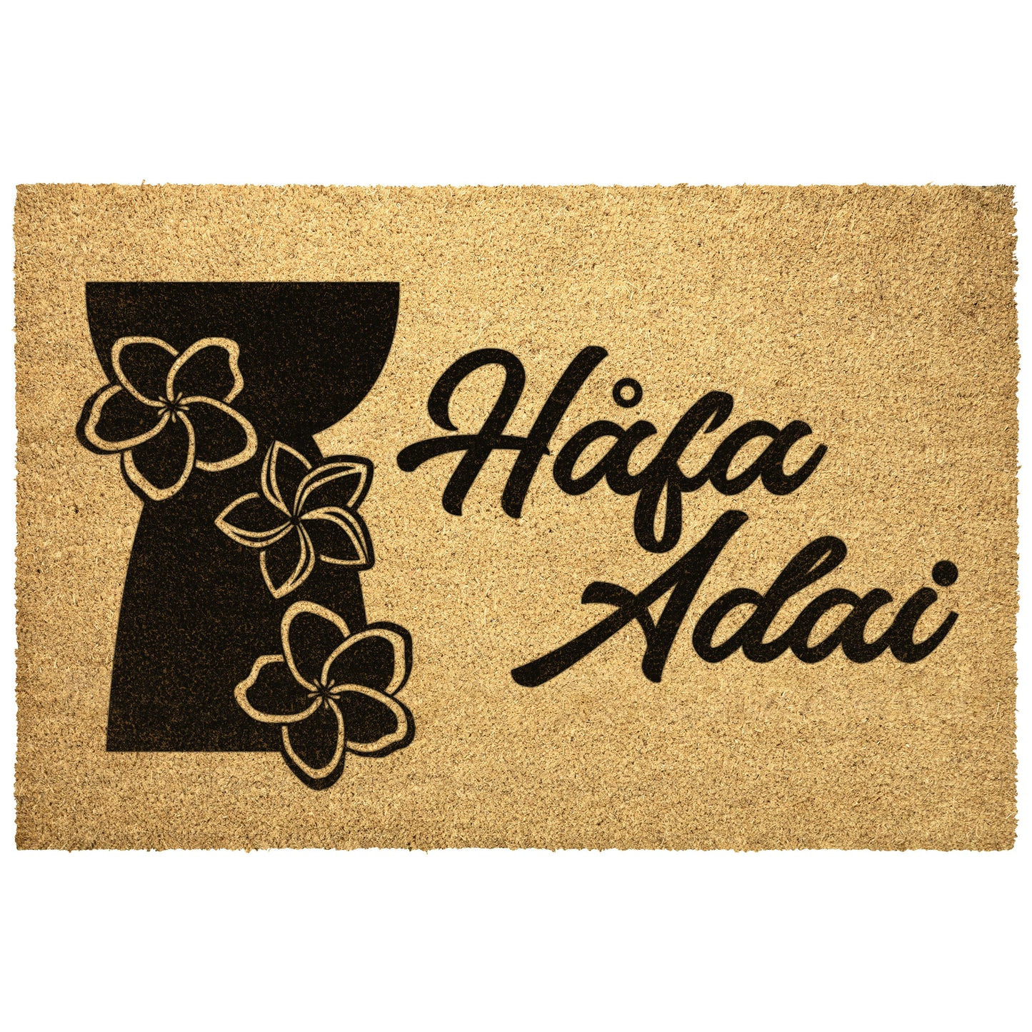Latte Stone Plumeria Guam CNMI Outdoor Coir Door Mat