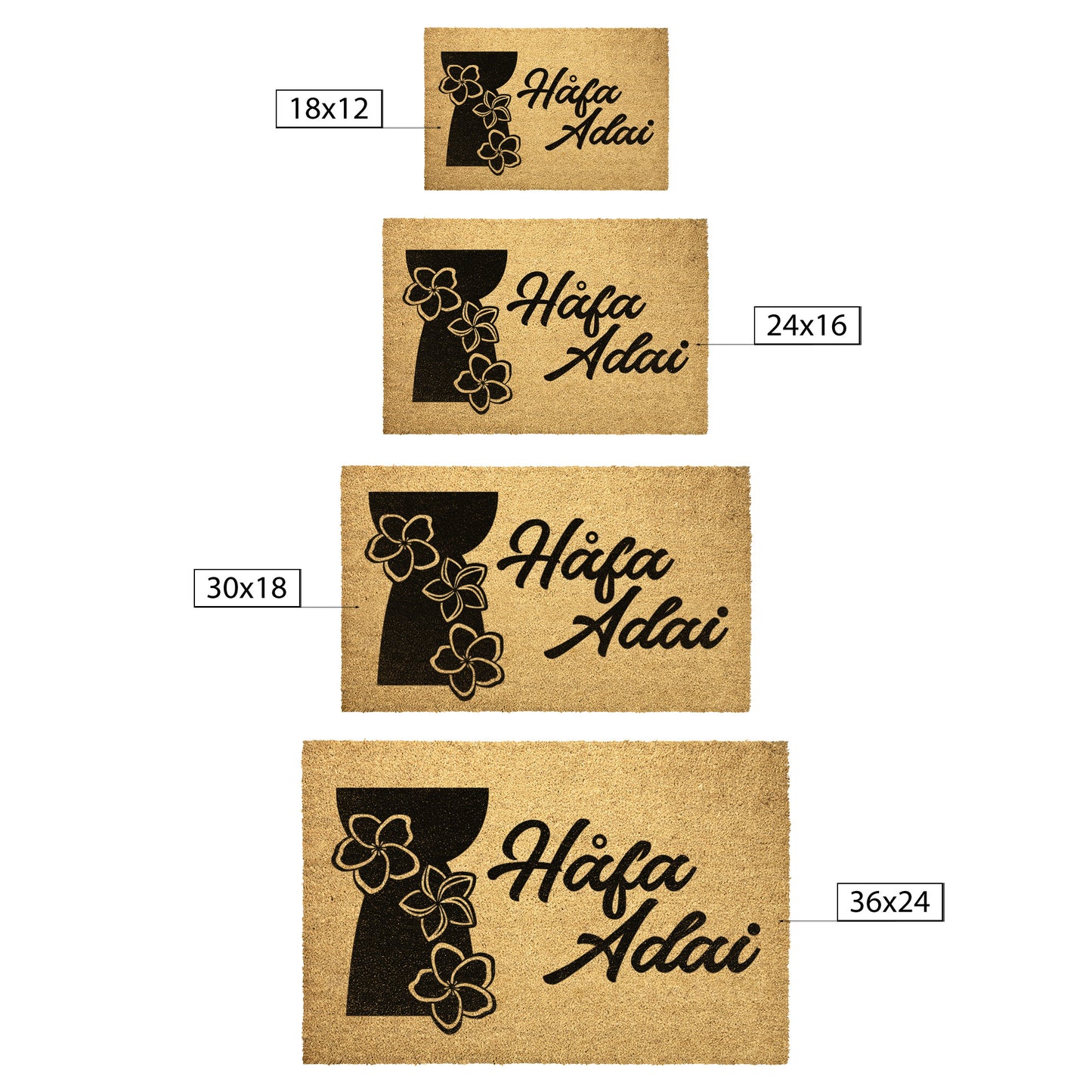 Latte Stone Plumeria Guam CNMI Outdoor Coir Door Mat