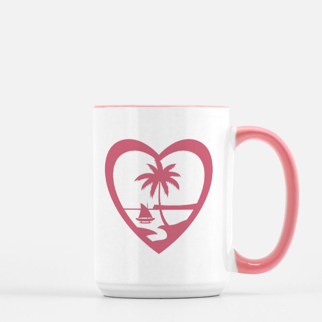 Heart Guam Island Girl Pink and White Deluxe Mug 15oz