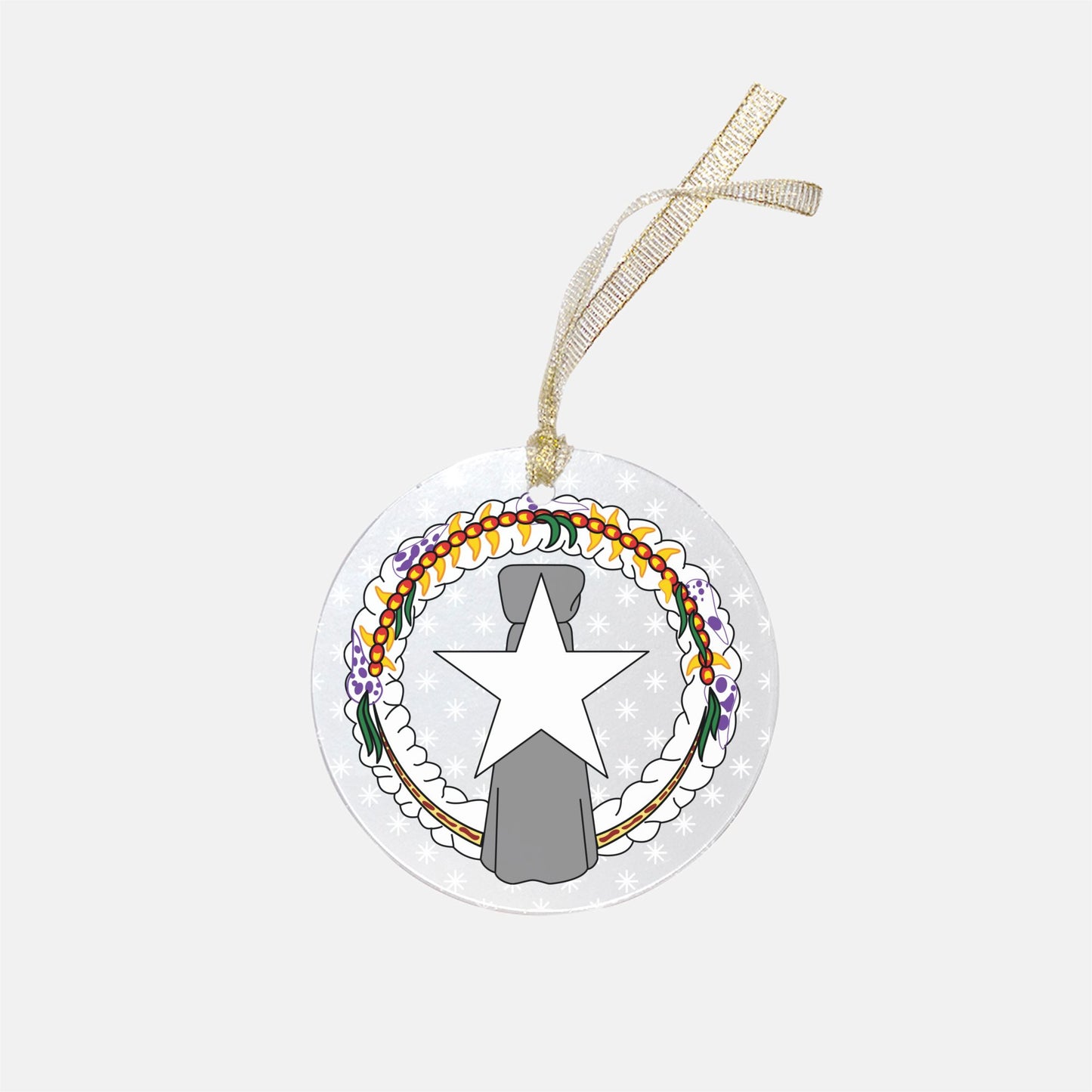 CNMI Seal Stars Christmas Clear Acrylic Round Ornament