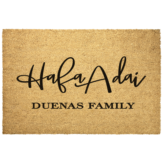 Personalized Hafa Adai Guam CNMI Outdoor Coir Door Mat