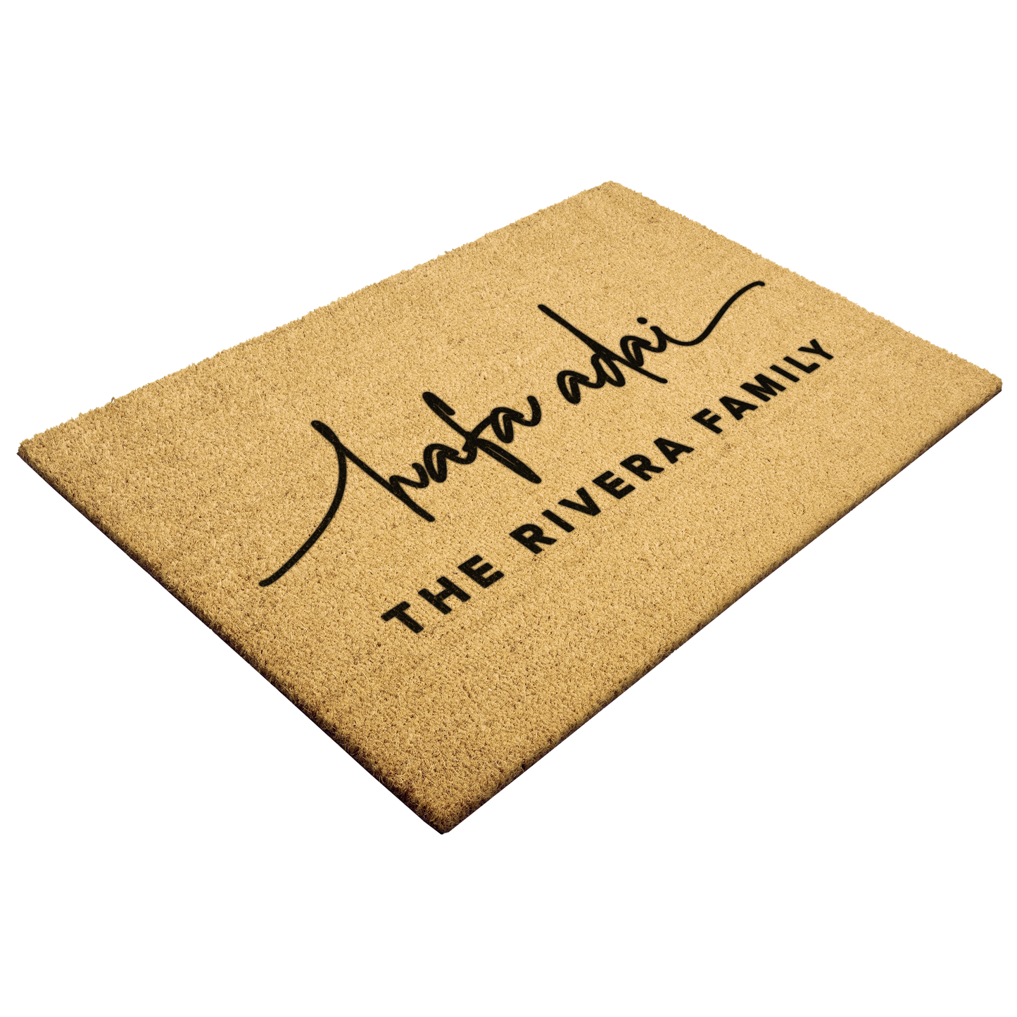 Personalized Hafa Adai Script Guam CNMI Outdoor Coir Door Mat