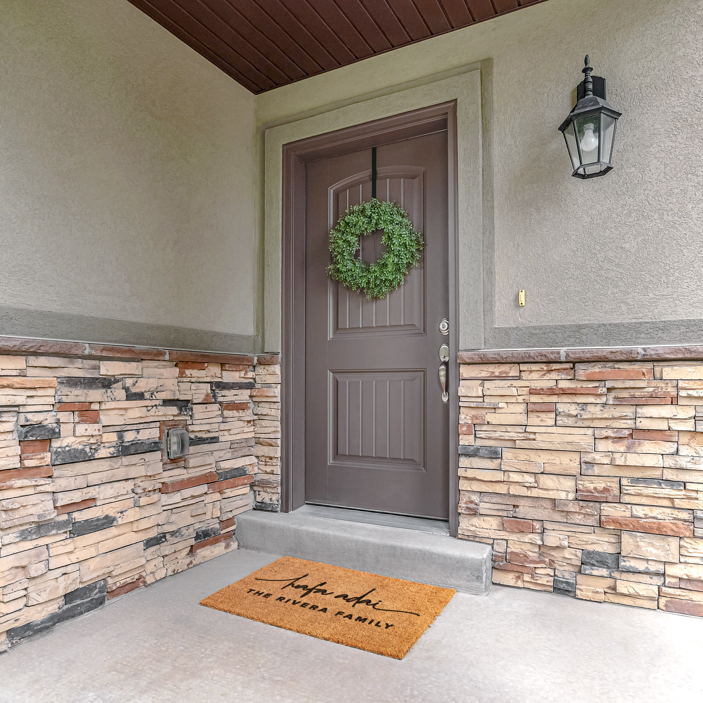 Personalized Hafa Adai Script Guam CNMI Outdoor Coir Door Mat