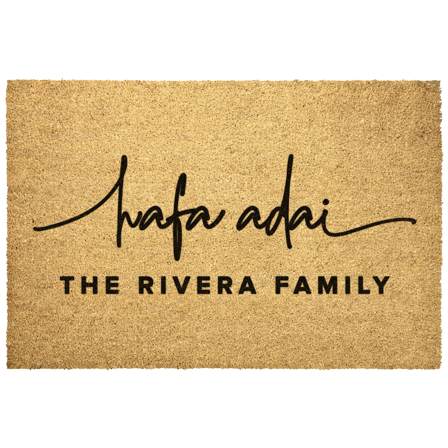 Personalized Hafa Adai Script Guam CNMI Outdoor Coir Door Mat