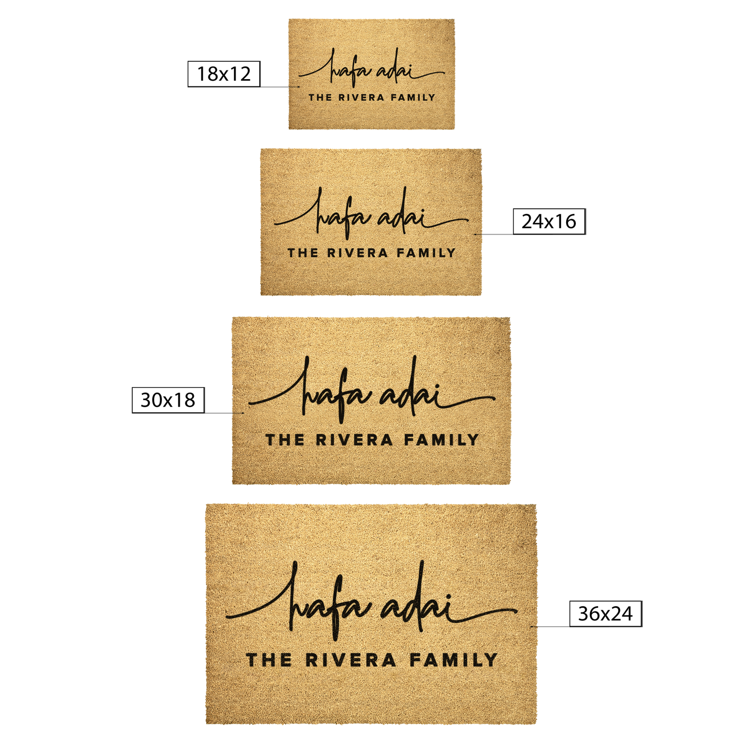 Personalized Hafa Adai Script Guam CNMI Outdoor Coir Door Mat