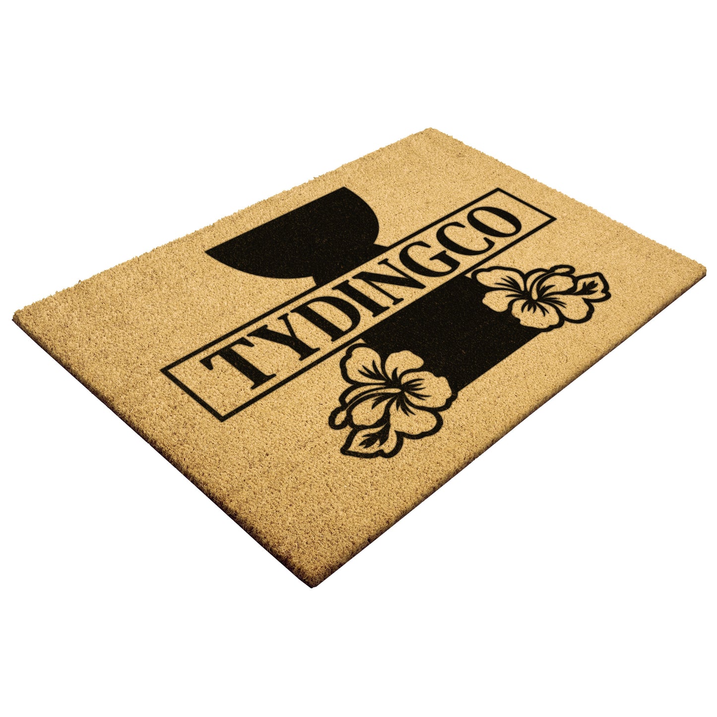 Personalized Latte Stone Hibiscus Outdoor Coir Door Mat