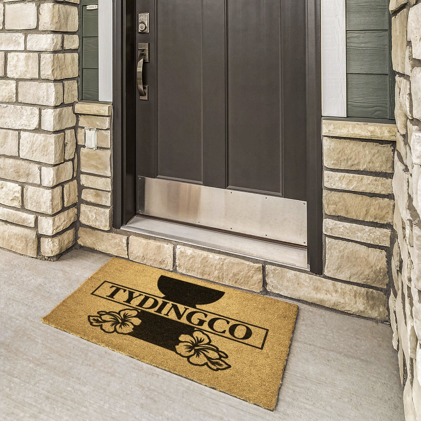 Personalized Latte Stone Hibiscus Outdoor Coir Door Mat