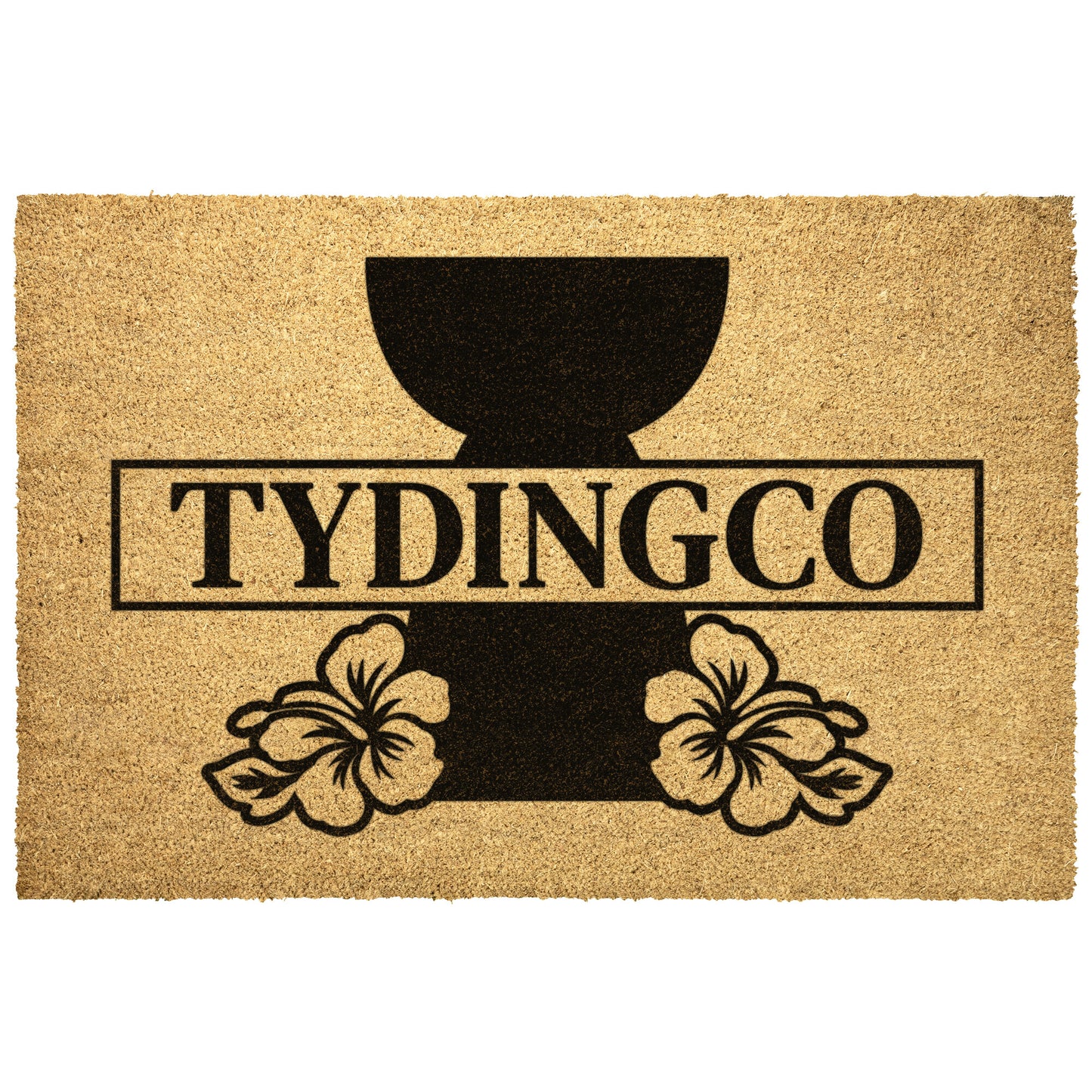 Personalized Latte Stone Hibiscus Outdoor Coir Door Mat