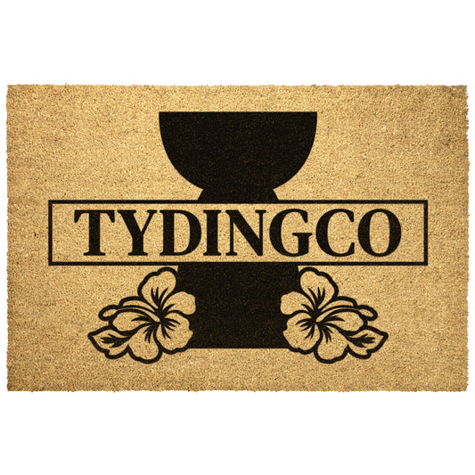 Personalized Latte Stone Hibiscus Outdoor Coir Door Mat