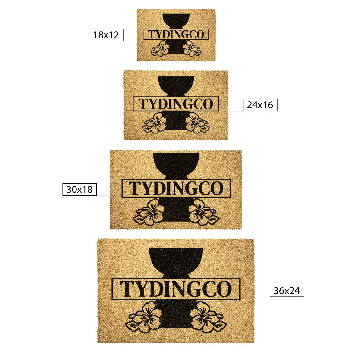 Personalized Latte Stone Hibiscus Outdoor Coir Door Mat