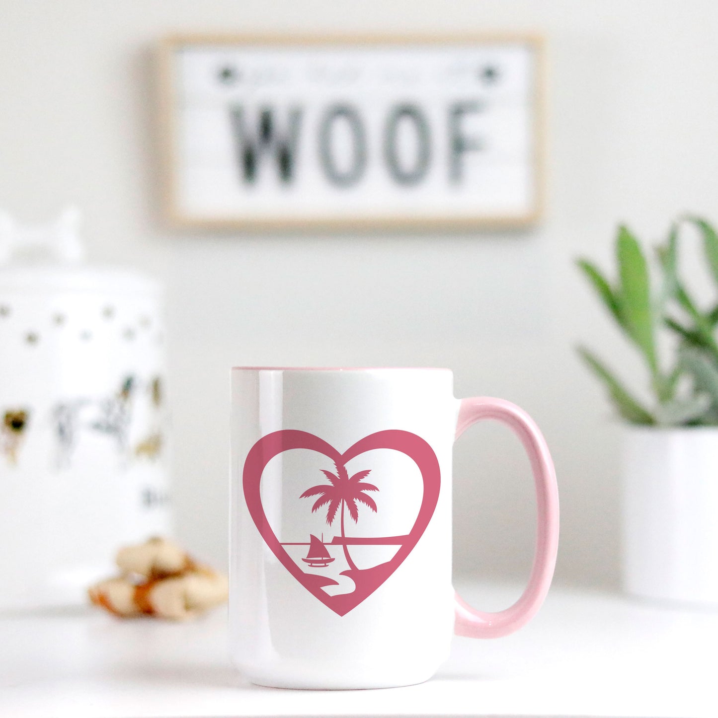 Heart Guam Island Girl Pink and White Deluxe Mug 15oz