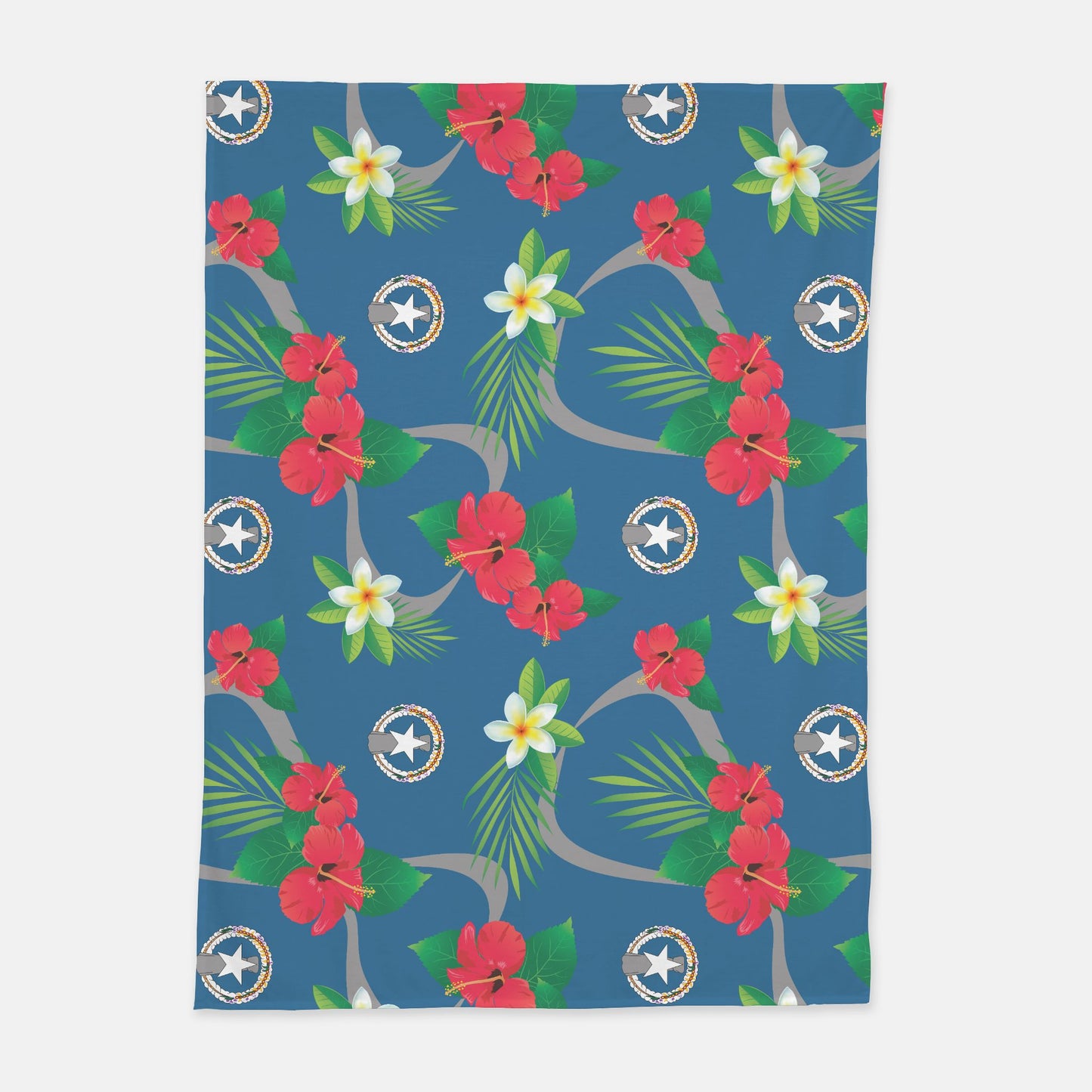 CNMI Flag Flowers Baby Swaddle Blanket