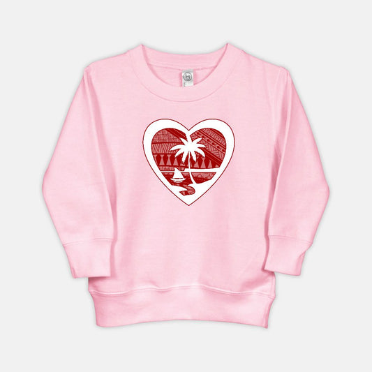 Heart Guam Tribal Red Toddler Crew Neck Sweatshirt