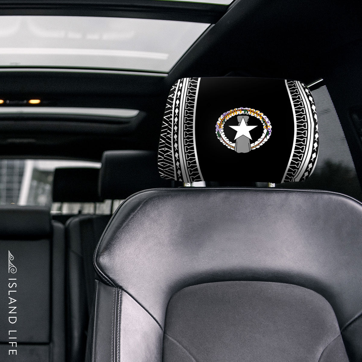 CNMI Saipan Tribal Custom Car Headrest Cover (Set of 2) - Ready to Ship