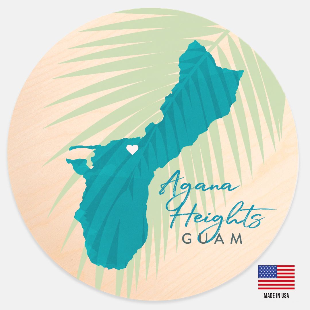 Guam Village Round Wood Sign 12"