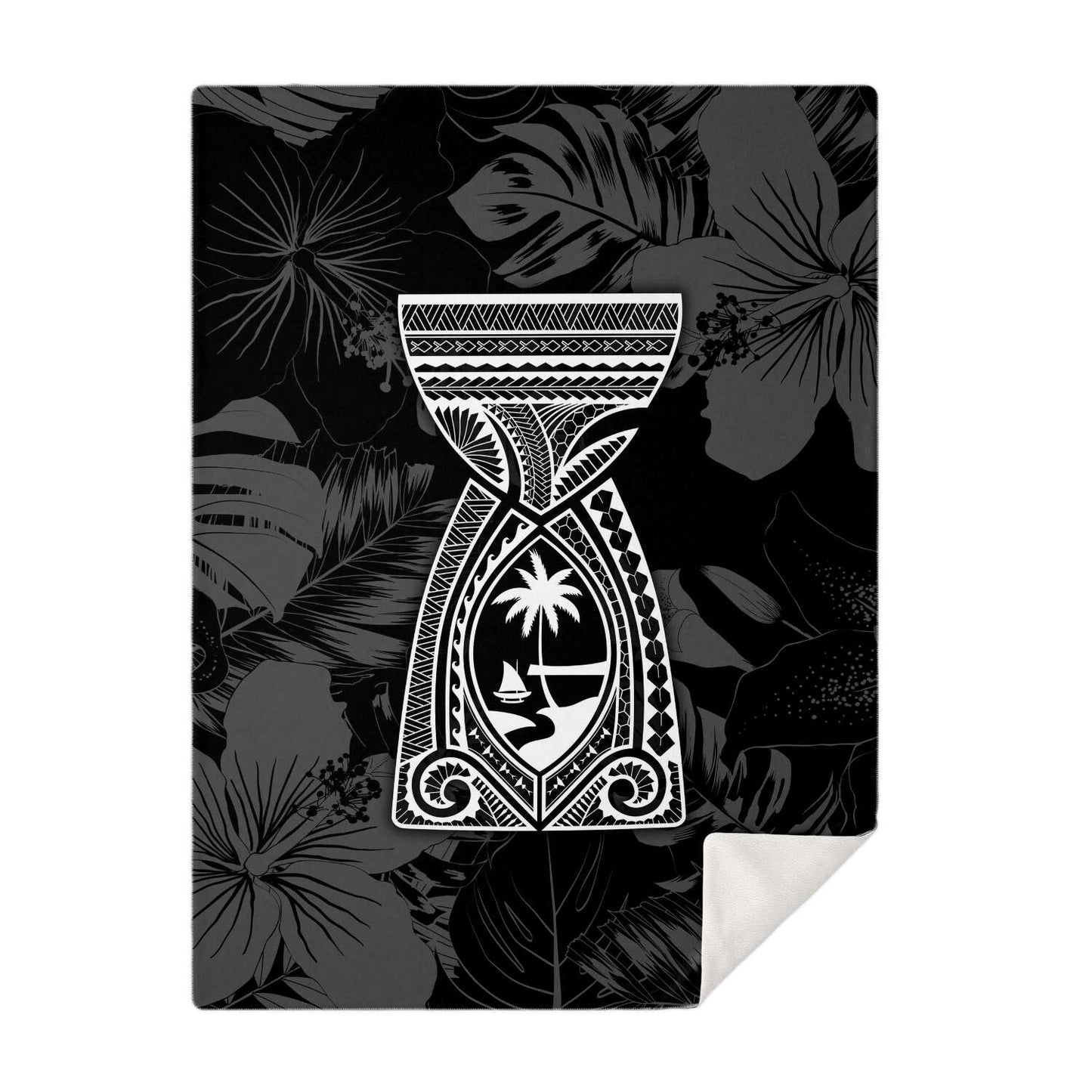 Latte Stone Guam Tribal Black Microfleece Blanket