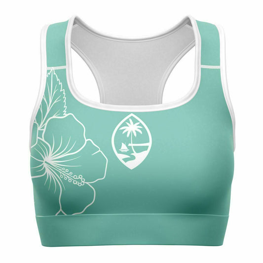 Guam Blue Modern Hibiscus Sports Bra