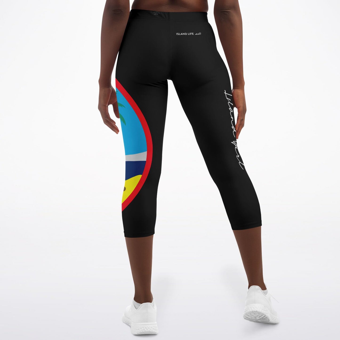 Guam Seal Color Island Girl Black Capri Leggings