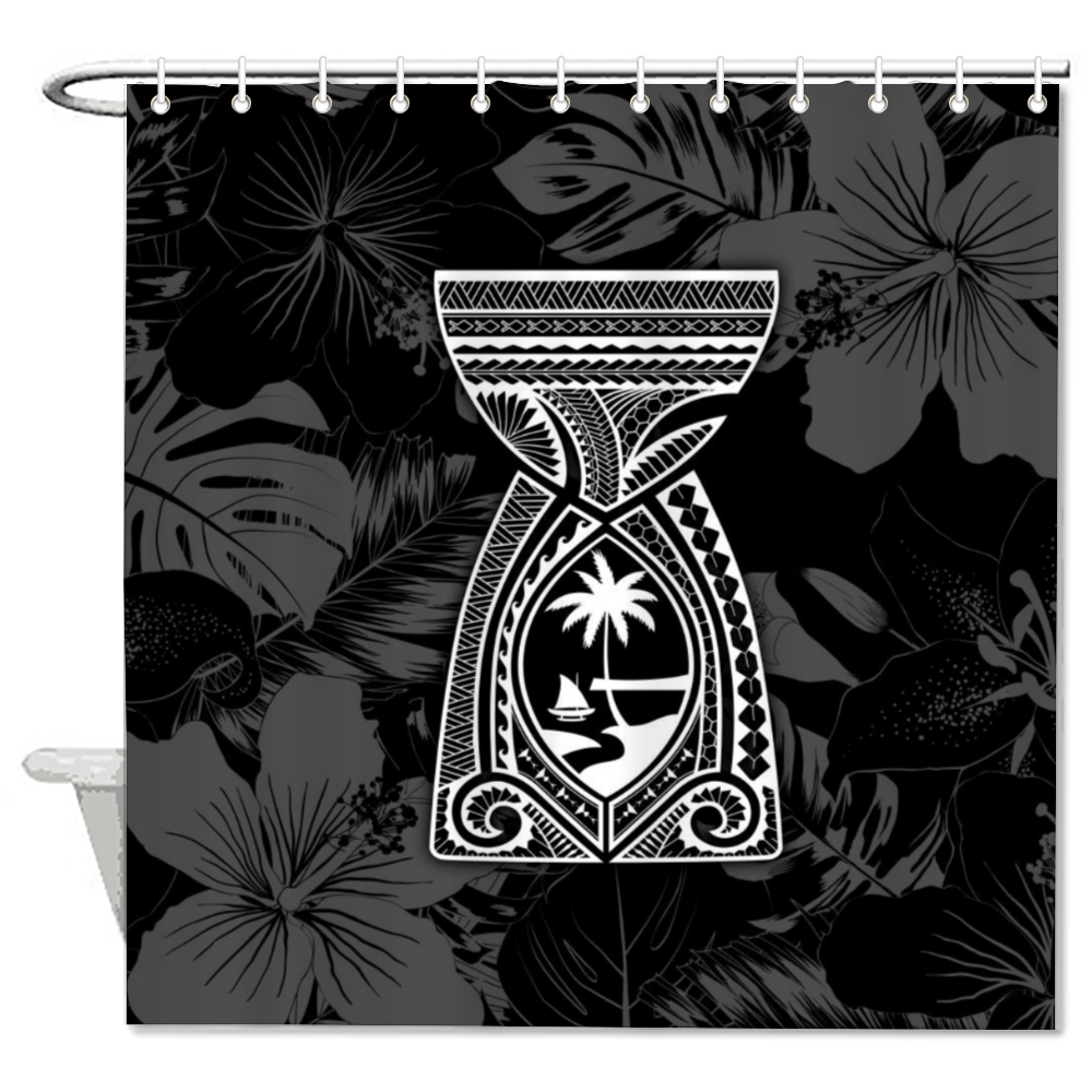 Guam Latte Stone Tribal Black Shower Curtain