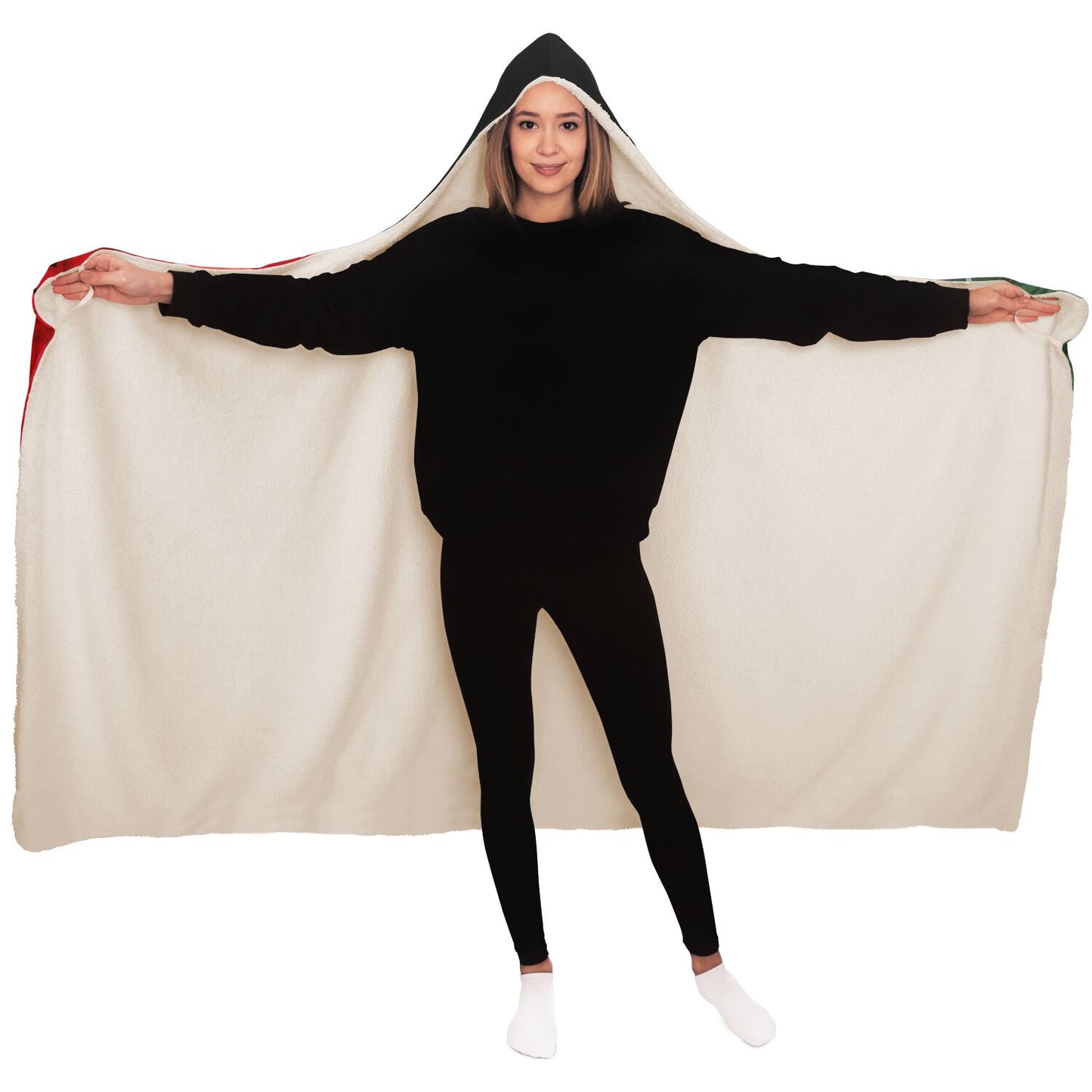 Guam Red Hibiscus Paradise Black Premium Sherpa Hooded Blanket