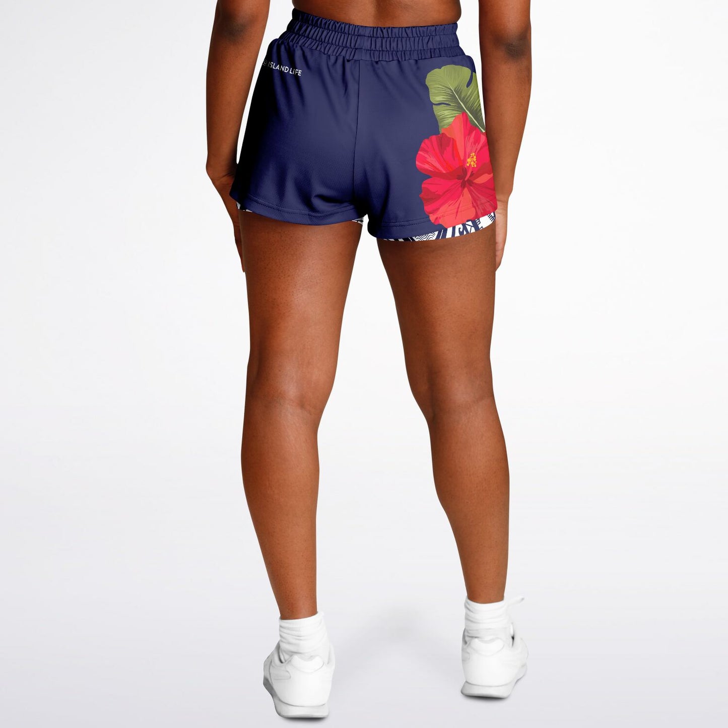Guam Seal Hibiscus Paradise Layer 2-in-1 Phone Pocket Active Shorts