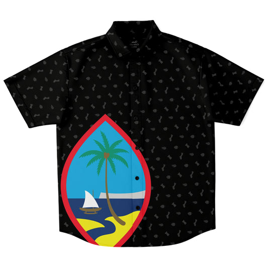 Guam Seal Black Button Down All Over Print Shirt