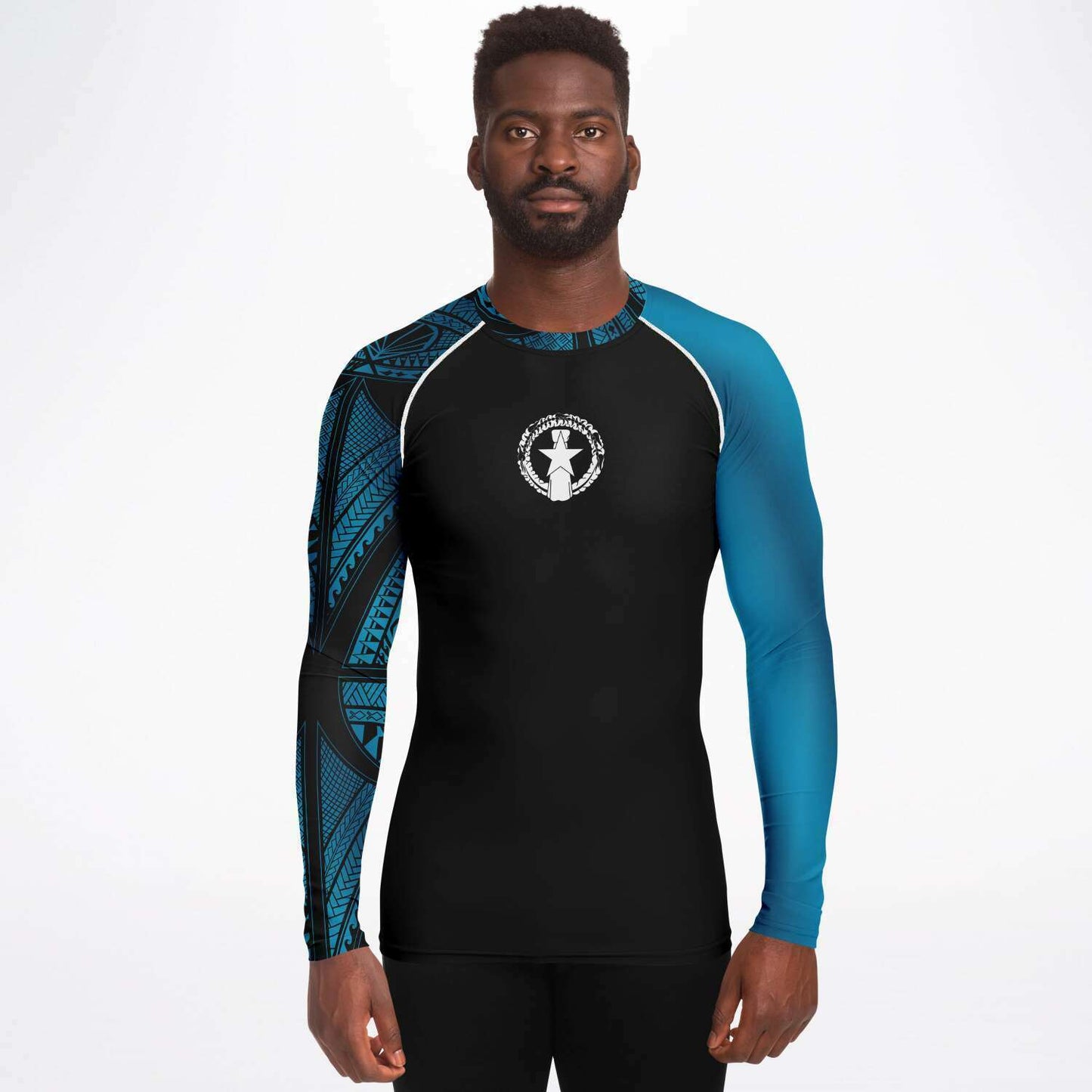CNMI Tribal Men's Blue Rashguard