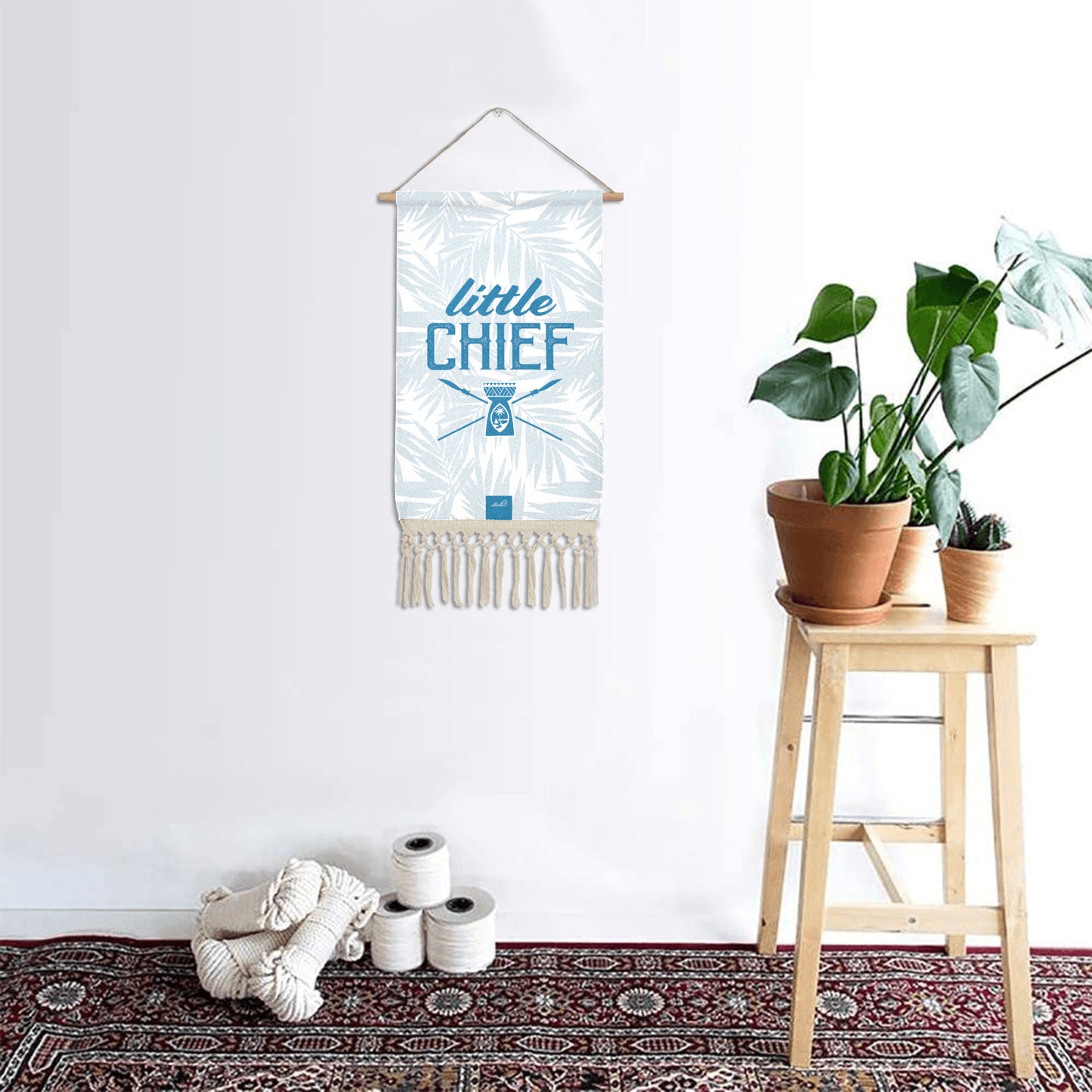 Little Chief Guam Light Blue Linen Hanging Poster