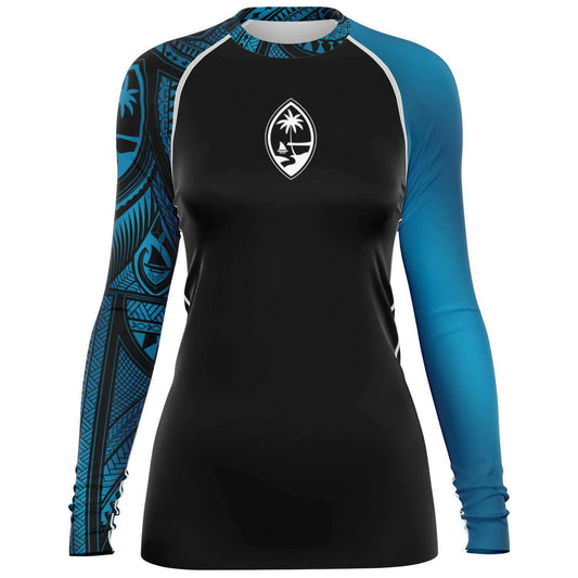 Guahan Tribal Women's Aqua Blue Rashguard