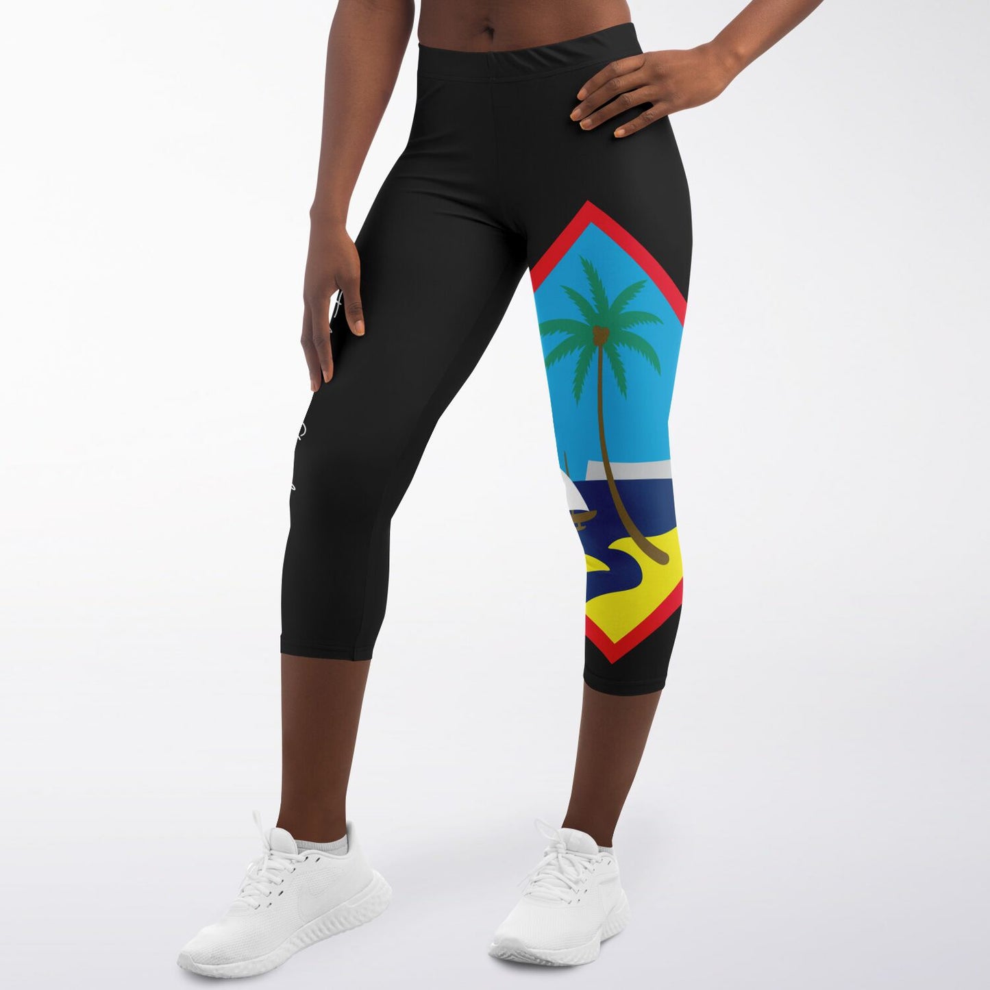 Guam Seal Color Island Girl Black Capri Leggings