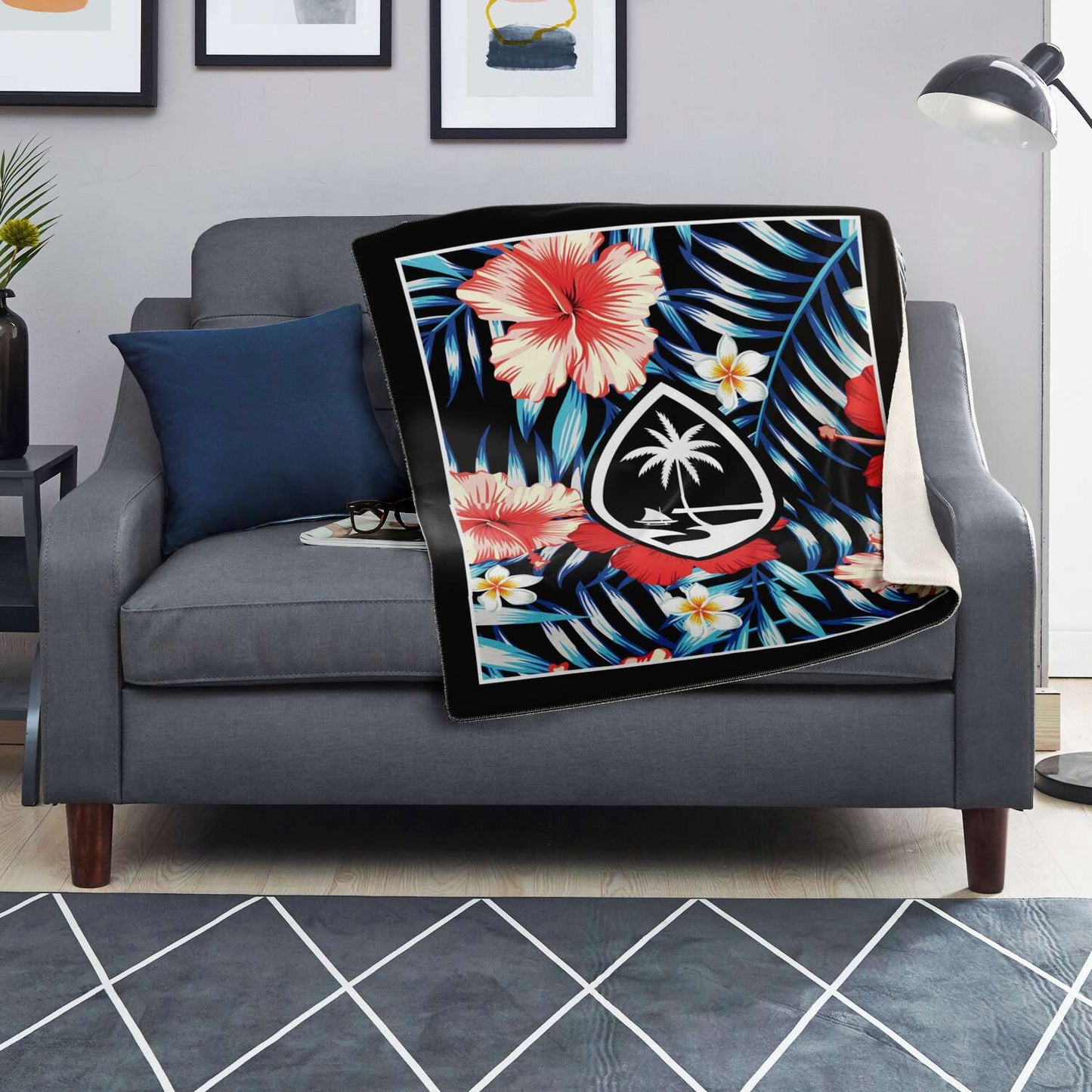 Guam Tropical Floral Microfleece Blanket