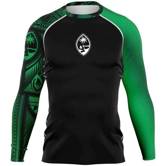 Guahan Tribal Men's Green Rashguard