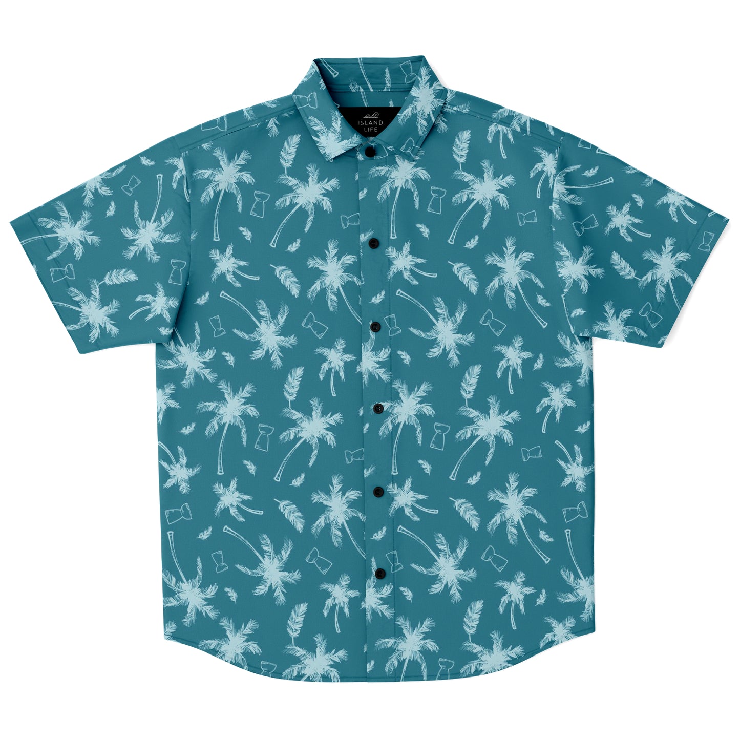 Latte Stone Coconut Trees Blue Button Down Shirt