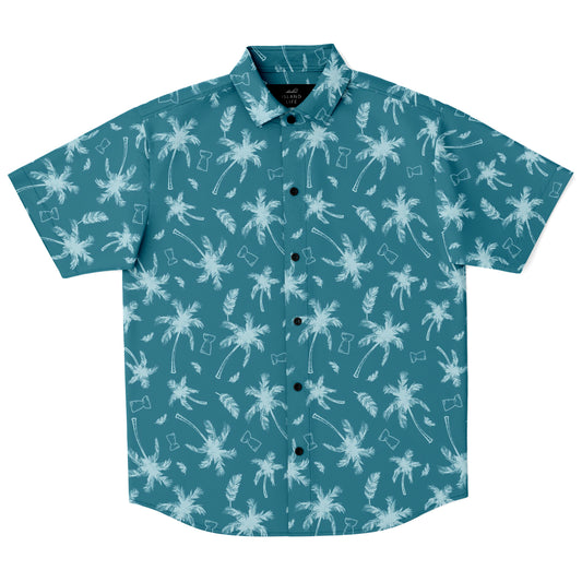 Latte Stone Coconut Trees Blue Button Down Shirt