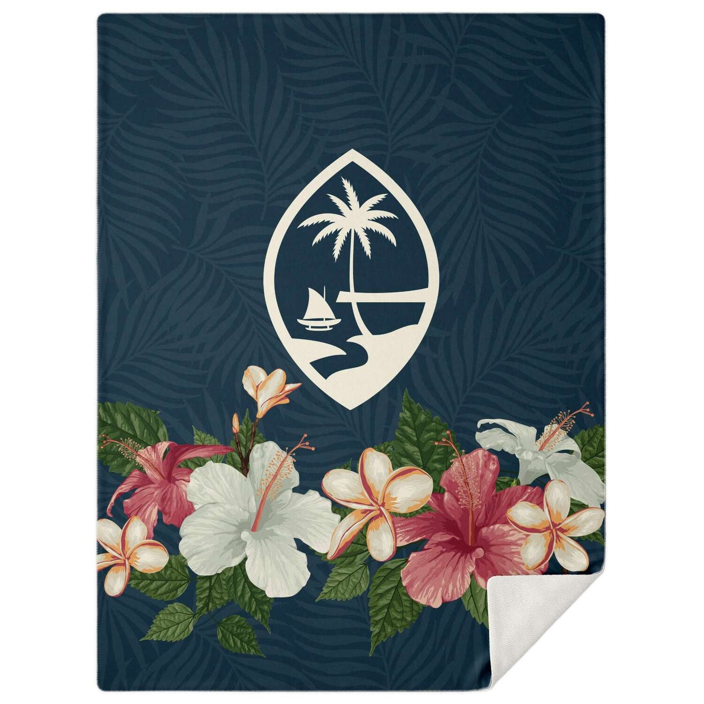 Guam Seal Vintage Hibiscus Microfleece Blanket