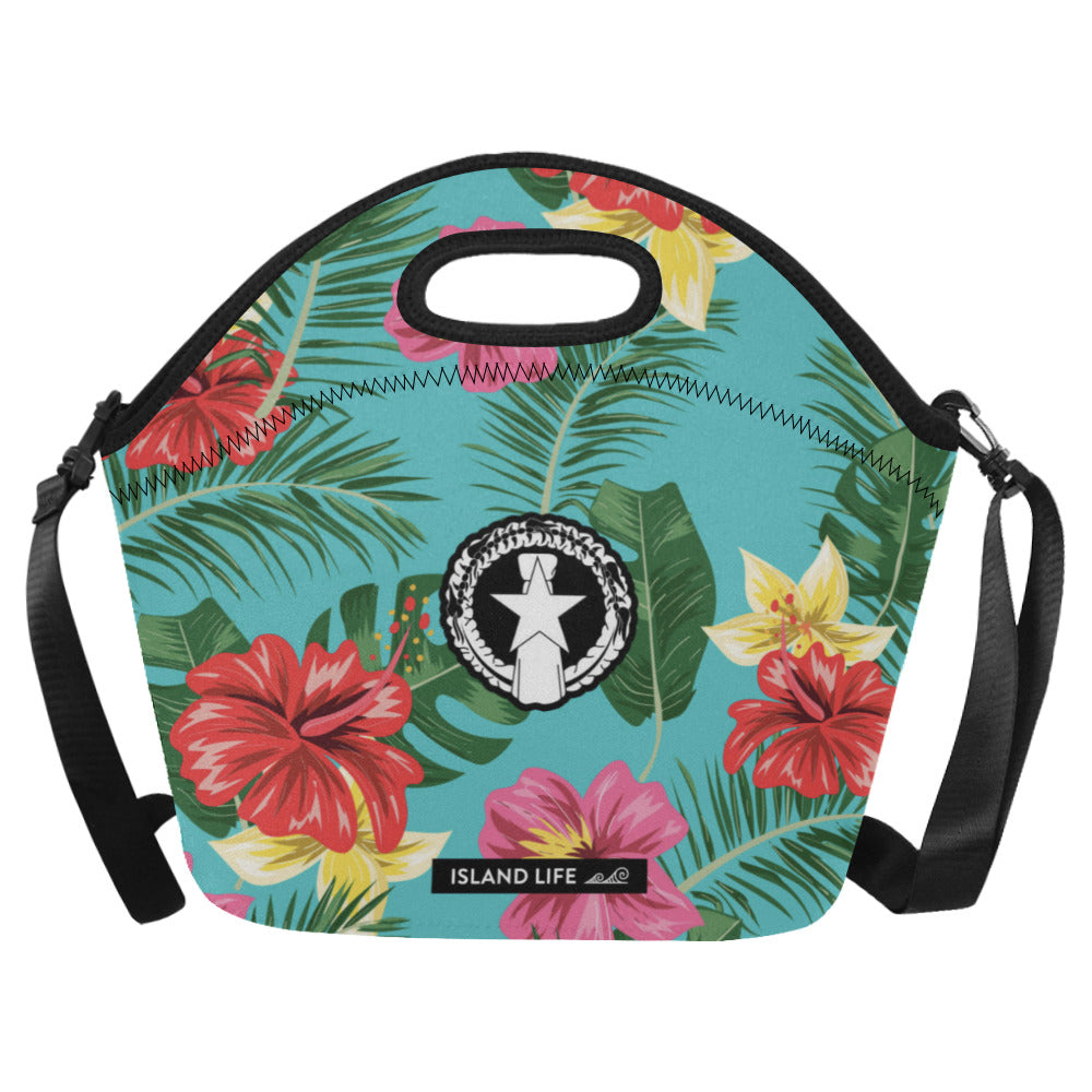 CNMI Blue Floral Neoprene Lunch Bag Large