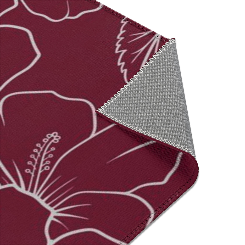 Guam CNMI Modern Hibiscus Red Area Rug
