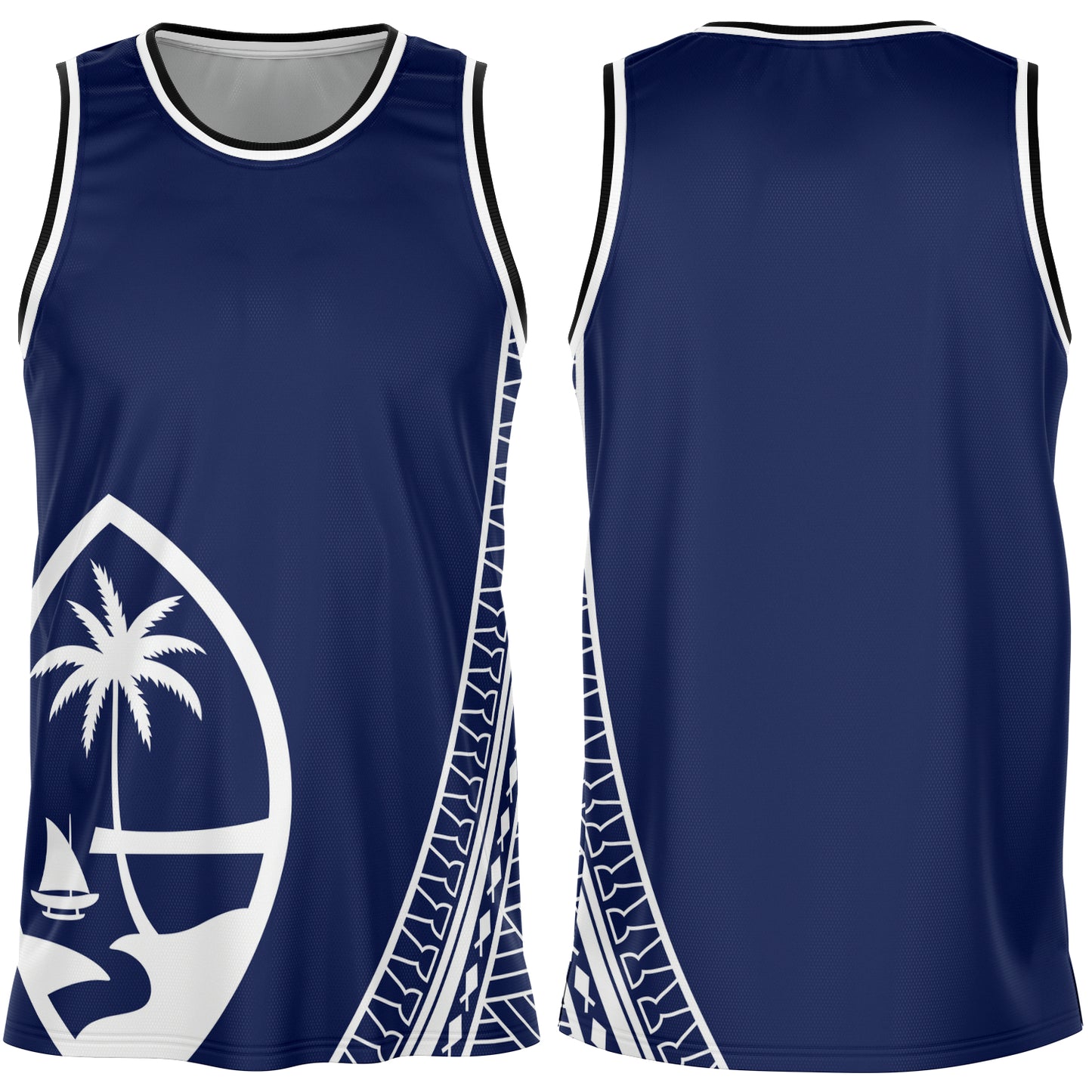 Guam Seal Tribal Blue Basketball Jersey