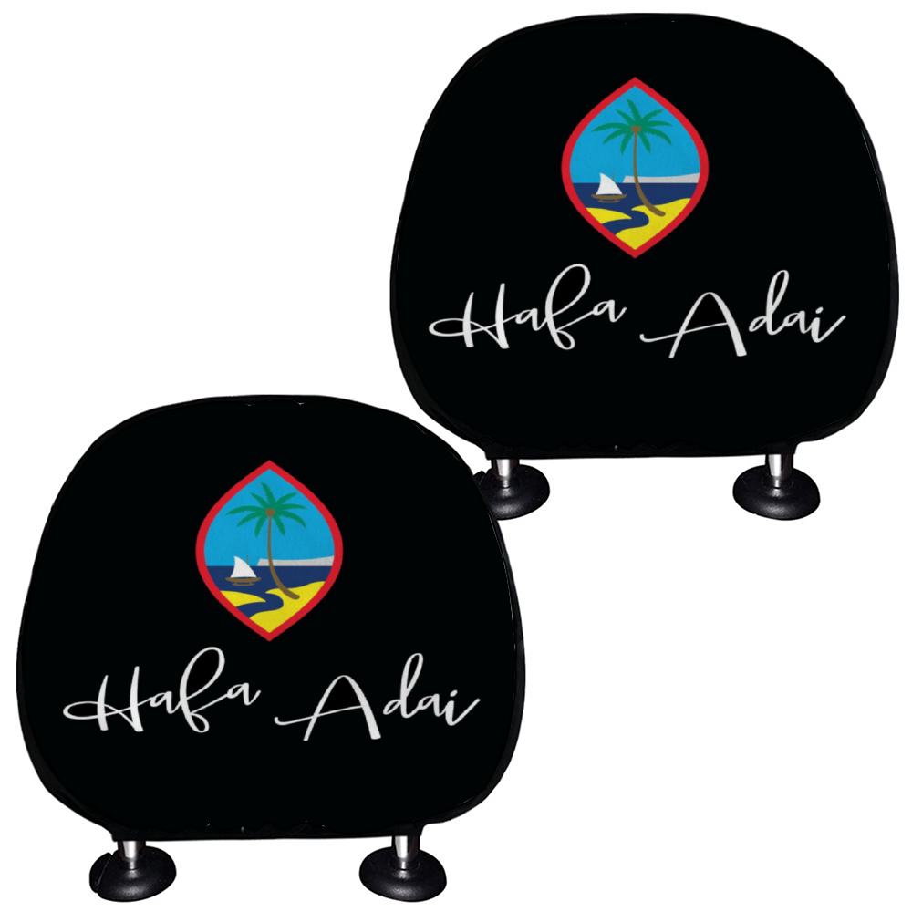 Guam Hafa Adai Script Car Headrest Cover (Set of 2)