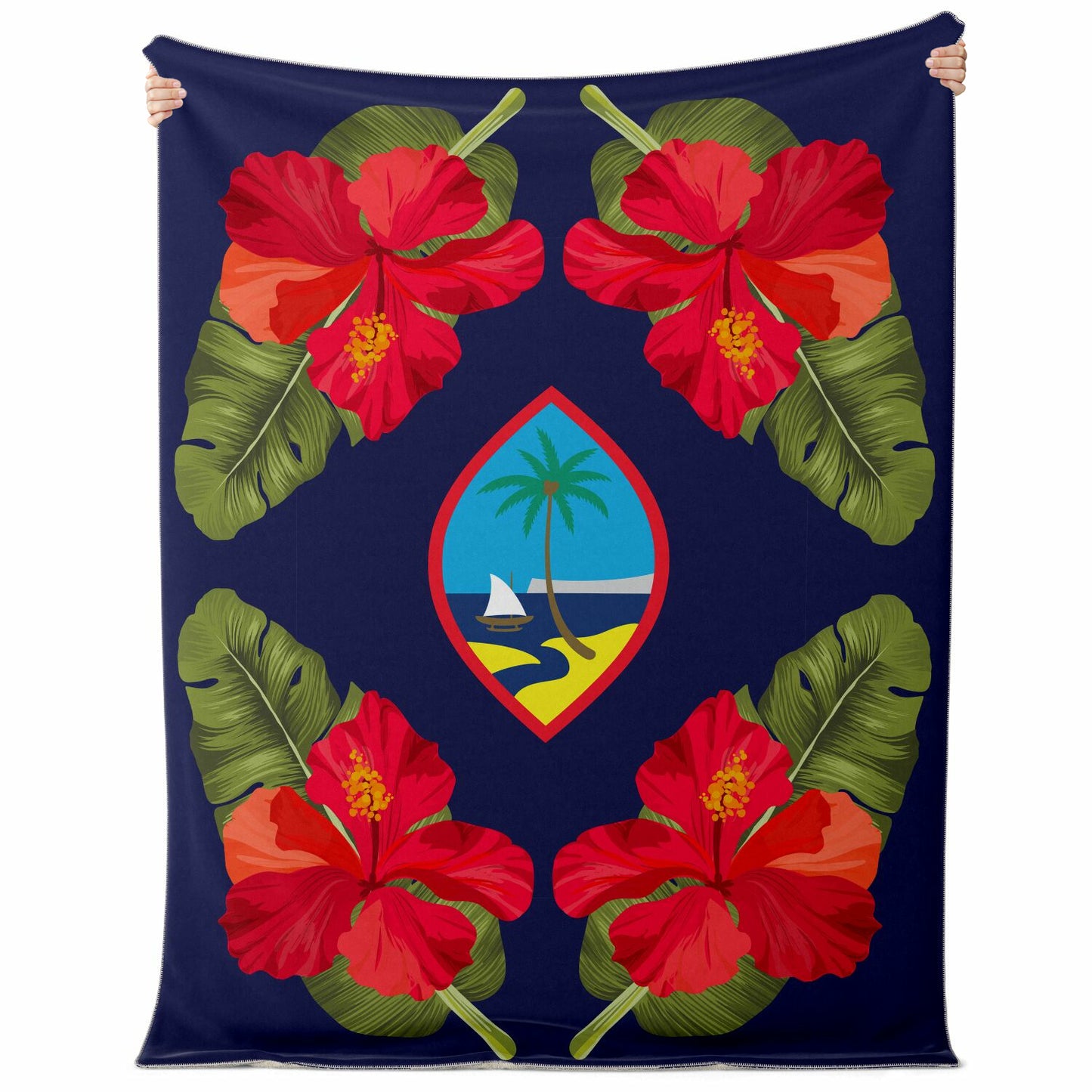Guam Seal Hibiscus Paradise Microfleece Blanket
