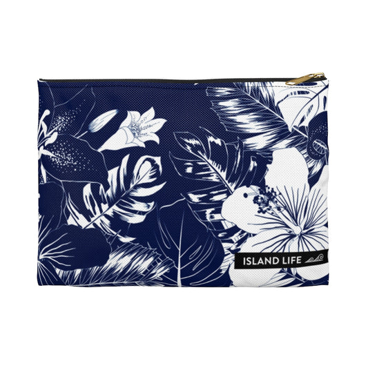 Guam CNMI Blue Floral Accessories Carry All Pouch