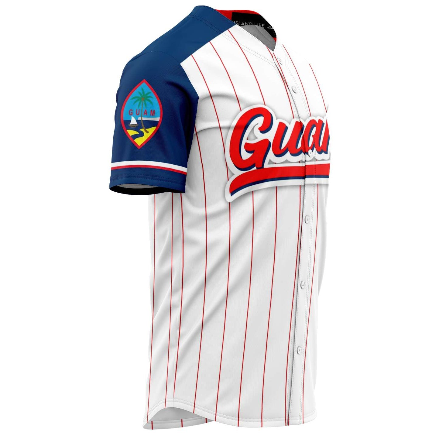 Guam Seal White Red Stripes Baseball Jersey