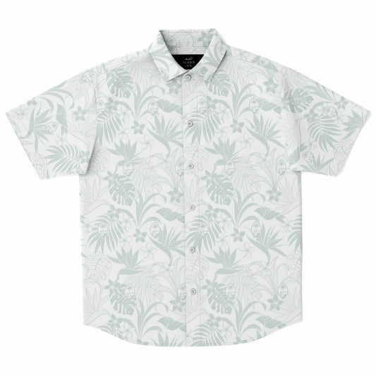 Guam Plumeria Tropical White Button Down Shirt