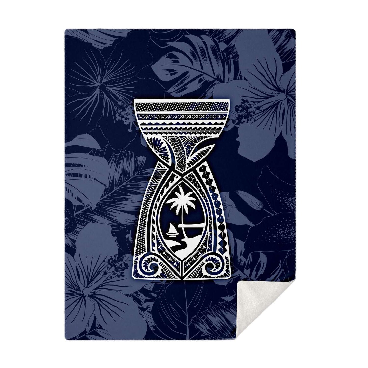 Latte Stone Guam Tribal Blue Microfleece Blanket