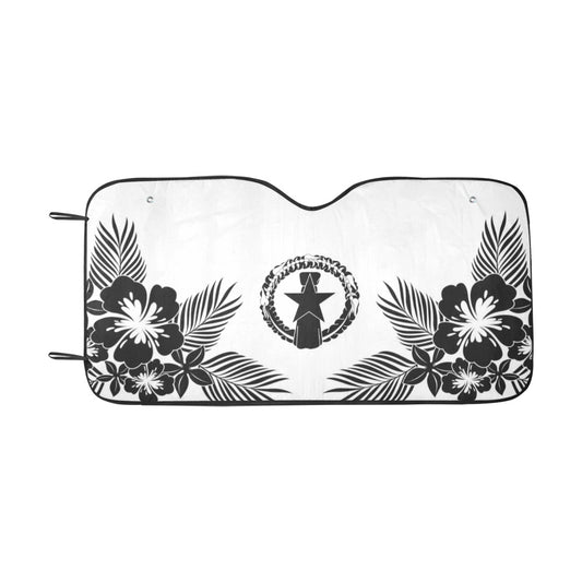 CNMI Tropical Hibiscus White Car Sun Shade
