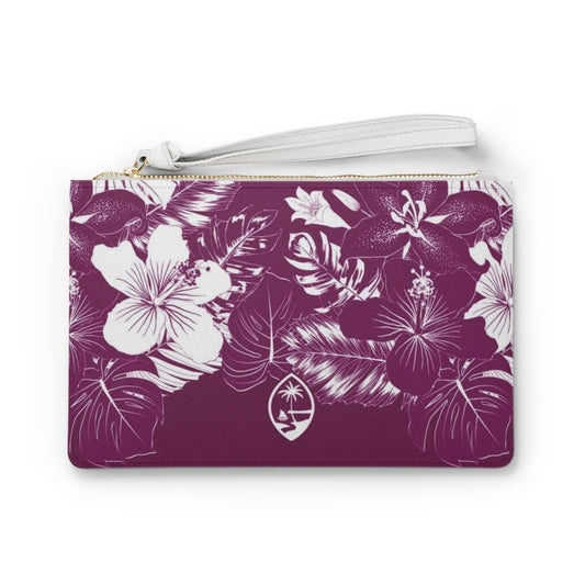 Guam Hibiscus Floral Purple Clutch Bag