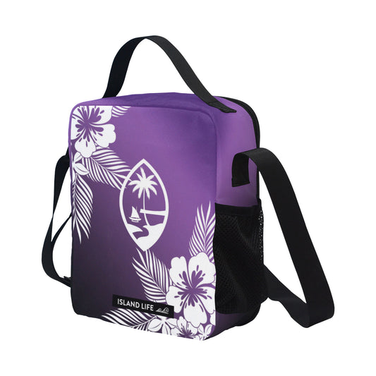 Guam Tropical Hibiscus Purple Crossbody Kids Lunch Bag