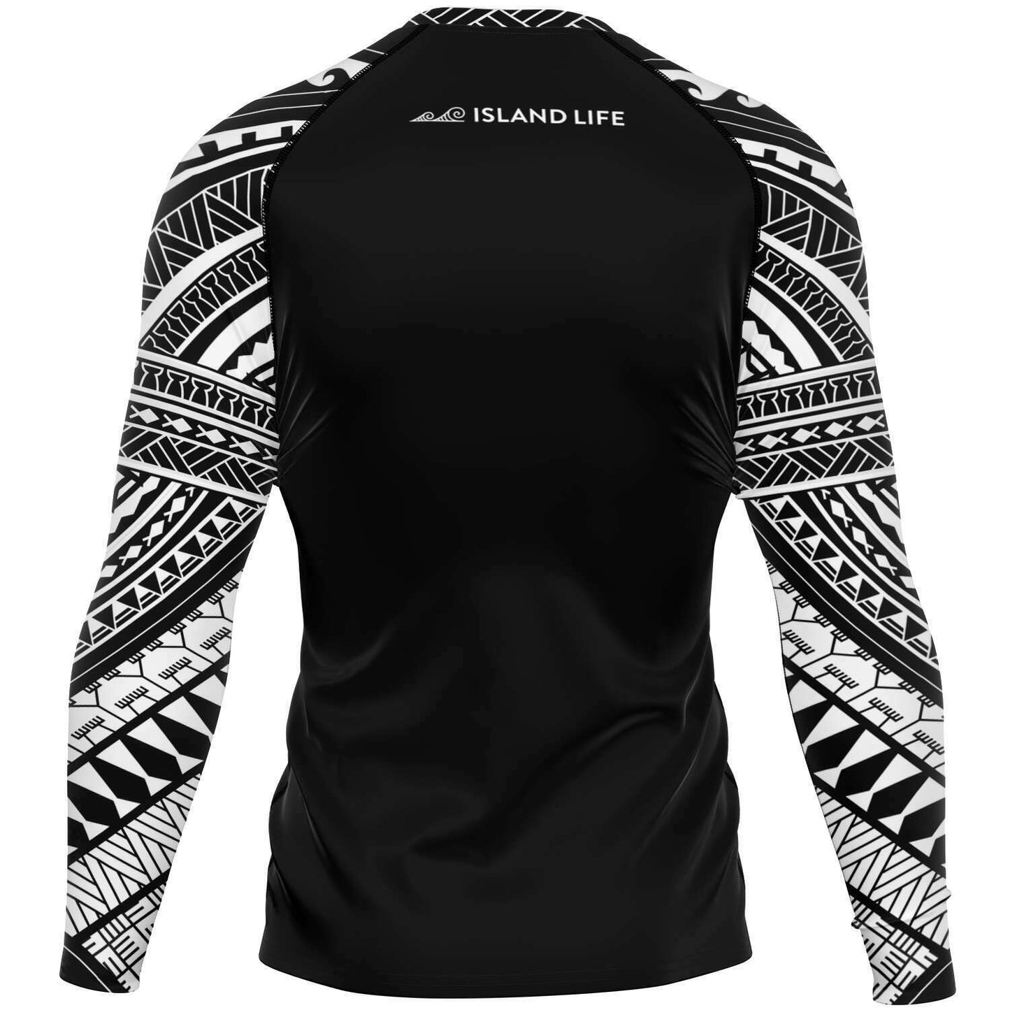 CNMI Tribal Men's Black White Rashguard