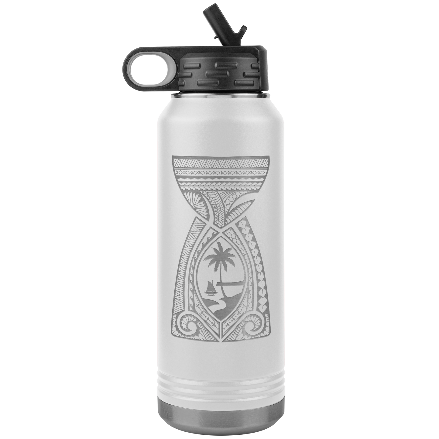 Guam Latte Stone Tribal 32oz Water Bottle Tumbler